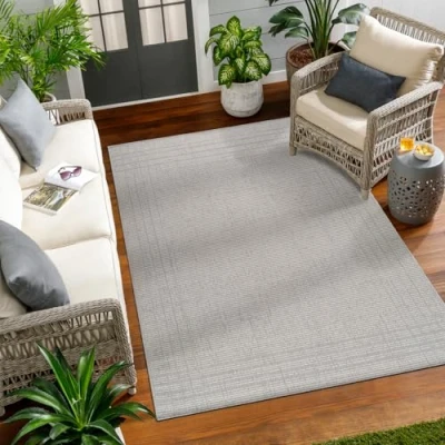 Afbeelding van SURYA Buitenkleed Balkon, Terras, Keuken Modern Scandinavisch Tapijt KASSIE Grijs/Ivoor 80x150 cm