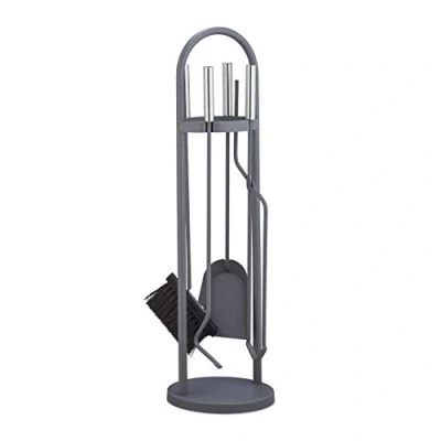 Afbeelding van Relaxdays haardstel modern 5 delige haardset staal pook borstel schop tang