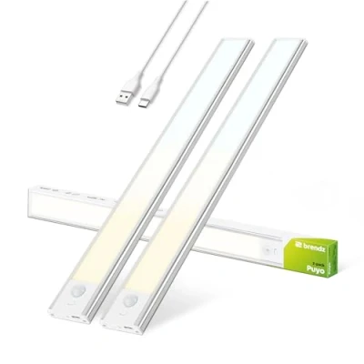 Afbeelding van Brendz Keukenverlichting Onderbouw LED, Onderbouwverlichting, 2 x 40cm, USB C Oplaadbare Led Strip, 2200mAh, 3 Kleurtemperaturen, Dimbaar, Magnetisch, Draadloos, Puyo Zilver