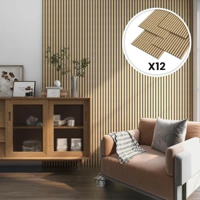 Afbeelding van Akoestisch Wandpaneel Vang set van 12 mdf 8,64 m² eiken licht
