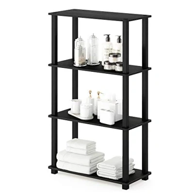 Afbeelding van Furinno Turn Multifunctionele plankstandaard met 4 niveaus, vierkante buis, Americano/zwart
