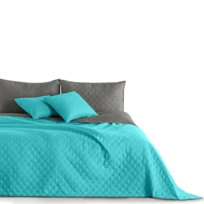 Afbeelding van DecoKing sprei 220 x 240 cm lila antraciet dubbelzijdig gewatteerde ruitpatroon grafiet axel