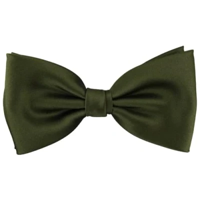 Afbeelding van TigerTie Effen voorgebonden vlinderdas + geschenkdoos, Olijfgroen