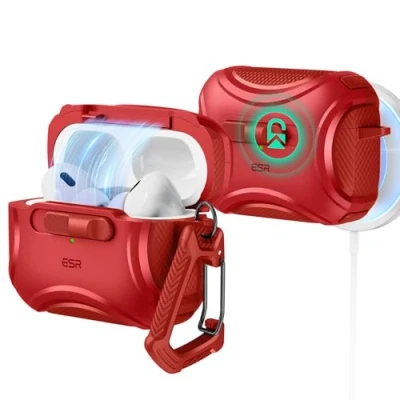Afbeelding van ESR Beschermhoes voor AirPods Pro 2/1 (2023/2022/2019), compatibel met 2e generatie (USB C/Lightning kabel), MagSafe zonder inspanning, valbescherming, gemakkelijk te openen, cyber serie,