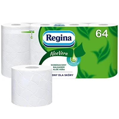 Afbeelding van Regina ALOË VERA toiletpapier, zacht voor de huid, gecertificeerd door het National Institute of Hygiene / 64 rollen