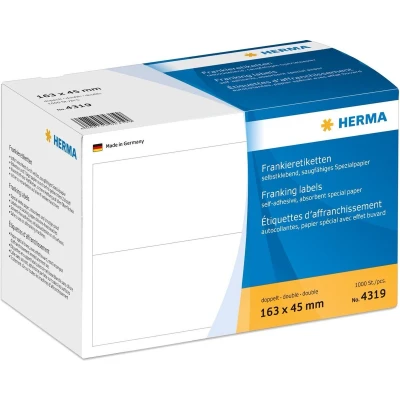 Afbeelding van Herma 4319 Frankeeretiketten 163 x 45 mm Papier Wit 1000 stuk(s) Permanent hechtend Frankeermachine