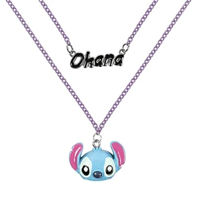 Afbeelding van Disney Lilo &amp; Stitch NH00922RL 16.PH dubbellaagse halsketting, Ohana Stitch, één maat, Messing, Geen edelsteen, edelsteen