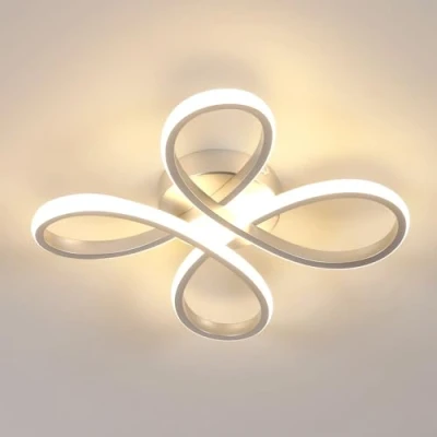 Image de Comely LED plafonnier, 30W 3375LM moderne créatif fleur forme plafonnier pour chambre à coucher, salon, cuisine, lumière chaude 3000K, Diamètre 30cm, Argent