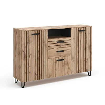 Afbeelding van Vicco Amber Dressoir, eiken/zwart, 150 x 100 cm
