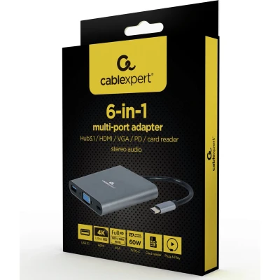 Afbeelding van Cablexpert Gmb Usb C Multi Port 6 In 1