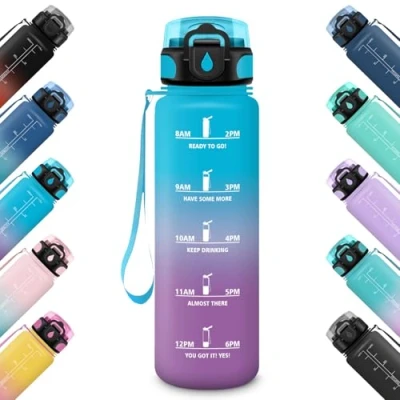 Image de Honeyholly Bouteille d&#039;eau pour école, camping, yoga, bureau, 1 litre