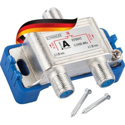 Afbeelding van SCHWAIGER 9482 SAT splitter digitale BK 2 weg kabelbeheer satellietsplitter dubbele 5 2400 MHz TV kabeltelevisie DVB S2