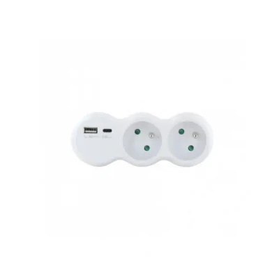 Afbeelding van Domino stopcontact, wit, 2 x 16 A met USB + C