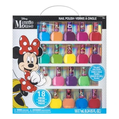 Afbeelding van Disney Minnie Mouse 18 delige niet giftige nagellakset voor kinderen Afpelbare Verjaardagscadeau geschikt vanaf 3 jaar Townley Girl