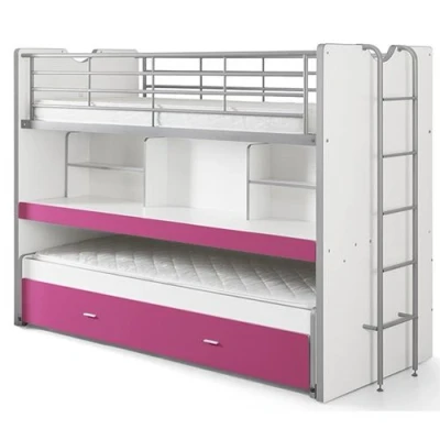 Image de lit mezzanine Bonny fuchsia 221,5x101,5x161 cm Blanc Bois Vipack