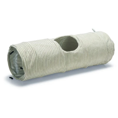Afbeelding van Designed by Lotte Kattentunnel Ribbed Kattenspeelgoed Lichtgrijs 25x25x75 cm