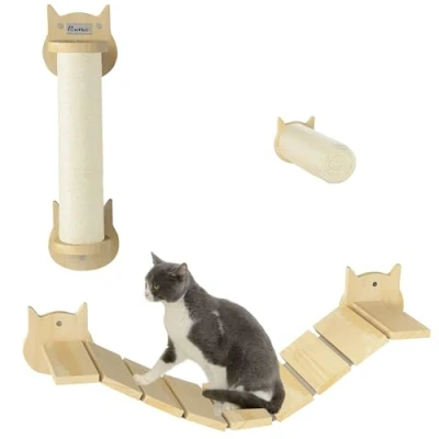 Afbeelding van PawHut Katten Klimmuur Sisal 91L x 22B 15,5H cm Bruin
