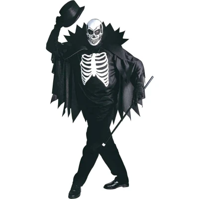 Afbeelding van &quot;Skeletten kostuum met cape voor volwassenen Halloween Verkleedkleding Large&quot;
