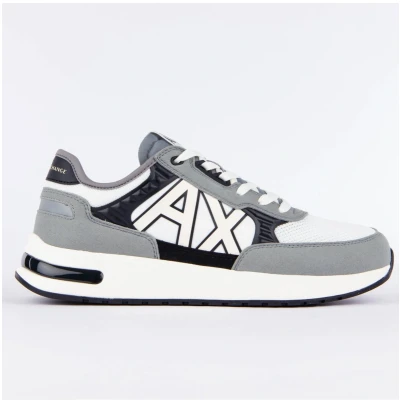 Afbeelding van Armani Exchange Heren Dusseldorf reliëf Geometrisch Patroon Sneakers, N Grey Blk Off White