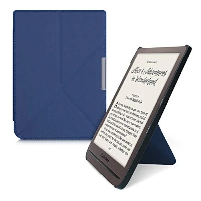 Afbeelding van kwmobile E reader hoesje geschikt voor Pocketbook InkPad 3 / Pro Color Vivlio hoes Ereader flip case met standaard cover van kunstleer In donkerblauw