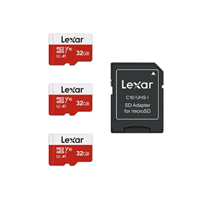 Afbeelding van Lexar 3 x 32 GB micro SD kaarten met adapter, leessnelheid, UHS I, U1, A1, V10, C10, microSDHC