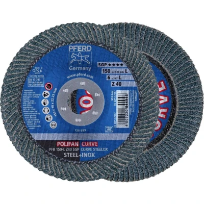 Afbeelding van PFERD 67689082 PFR 150 L Z 40 SGP CURVE STEELOX Lamellenschijf Diameter mm Boordiameter 22.23 RVS, Staal 10 stuk(s)