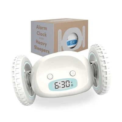Afbeelding van Clocky Alarm Klok op Wielen Wit CL WHITE
