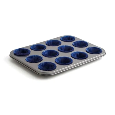Afbeelding van Bakplaat voor Muffins Quid Sweet Grey Zwart 36 x 17 3 cm (12 Stuks)