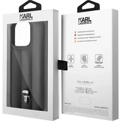 Afbeelding van iPhone 14 Pro Backcase hoesje Karl Lagerfeld Effen Zwart Kunstleer