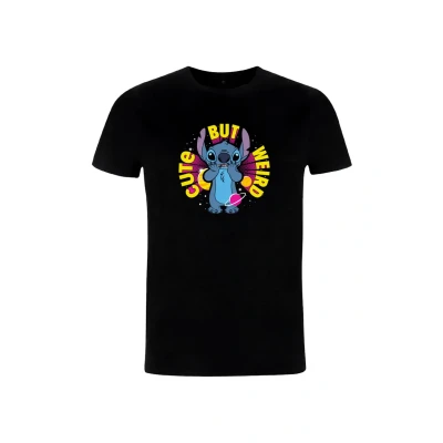 Afbeelding van Henry Tiger Disney Stitch CUTE BUT Weird Tshirt print, Heren, Maat: XL, Black