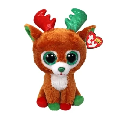 Afbeelding van Ty Beanie Boos T37354 Tinseltoes het rendier met grote ogen en pailletten, pluche dier glinsterende ogen, speciaal voor Kerstmis, 15 cm