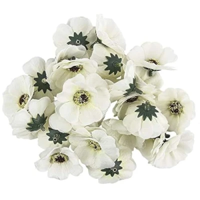 Afbeelding van Ideen mit Herz Decoratieve bloemen, kunstbloemen, verschillende soorten, ca. diameter 4 5 cm (anemoon wit 27 stuks)