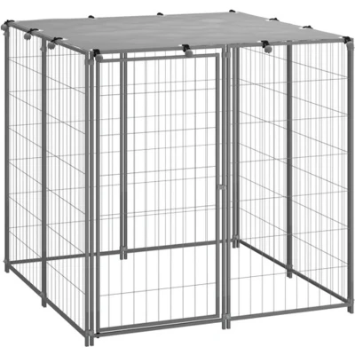 Afbeelding van vidaXL Hondenkennel 110x110x110 cm staal zilverkleurig