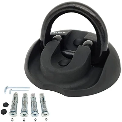 Image de KRASER KR804 Ancrage Moto pour Chaîne Sol ou Murale Antivol Scooter Vélo Sécurité, Anneau d&#039;inclinaison Pliant, Fixation Chevilles Anti perçage
