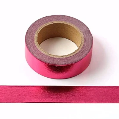Afbeelding van Syntego Washi Tape 15 mm x 10 meter plakband zelfklevend solide folie (felroze)