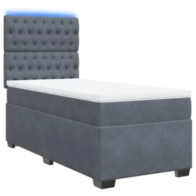 Afbeelding van vidaXL Boxspring met matras fluweel donkergrijs 80x200 cm