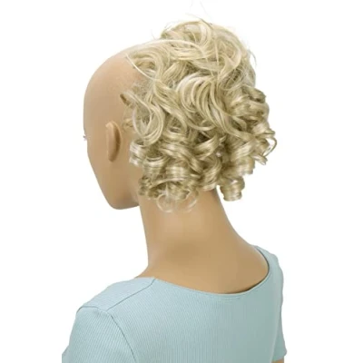 Afbeelding van PRETTYSHOP Haarstukje Scrunchy Updo Kapsels Bruidskapsels Volumineus Krullend Rommelig Knotje Lichtblond Mix G11L