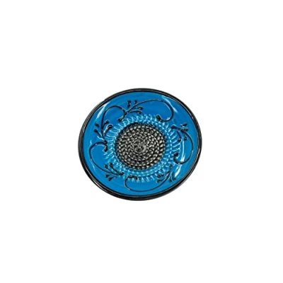 Afbeelding van Kaladia Keramische raspplaat Ideaal voor gember, Parmezaanse kaas enz. Blauw en zwart Diameter 12 cm Gemaakt met de hand beschilderd Made in Spanje