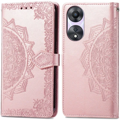 Afbeelding van iMoshion Hoesje Geschikt voor Oppo A58 Met Pasjeshouder Mandala Bookcase Rosé Goud