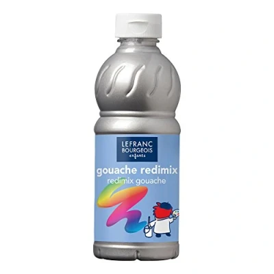 Afbeelding van Lefranc Bourgeois Redimix vloeibare gouache voor kinderen fles 500 ml zilver