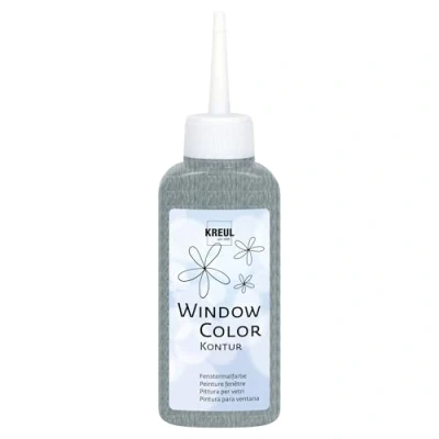 Afbeelding van Kreul 42773 Window Color contourverf, zilver 80 ml, voor een betere afbakening van patronen, gladde oppervlakken zoals glas, spiegels en tegels