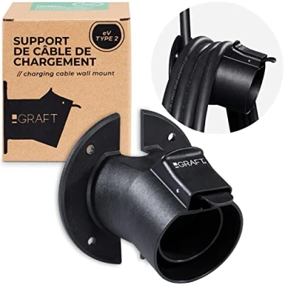 Afbeelding van GRAFT laadkabel Type 2 muurbeugel voor elektrische auto&#039;s met IEC 62196 stekker Accessoires Wallbox laadstation inclusief diefstalbeveiliging kabel en oplader