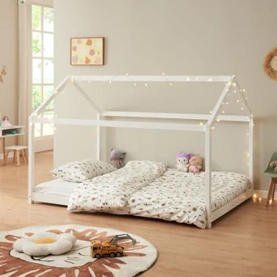 Afbeelding van Kinderbed Cerro huisbed met lattenbodem 140x200 cm wit