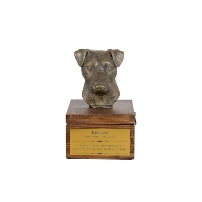 Afbeelding van Jack Russell Terrier urn hond met beeldje gepersonaliseerde hondenurn