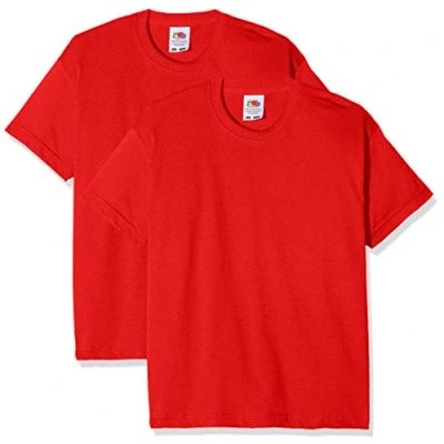 Afbeelding van FRUIT OF THE LOOM Kids Valueweight Short Sleeve T 2 Pack Jongens Shirt (2 Pack), Rood (Rood Rood)