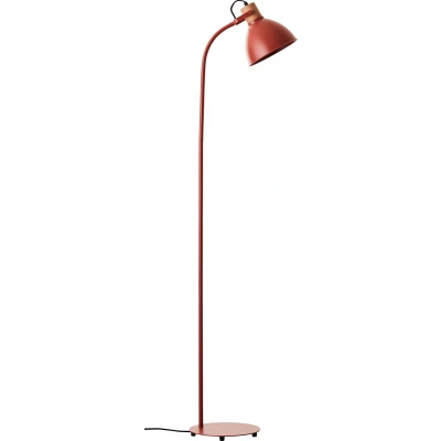 Afbeelding van Brilliant Erena vloerlamp 1,5m rood metaal/hout voetschakelaar 1x A60, E27, 40 W, geschikt voor normale lamp (niet inbegrepen)