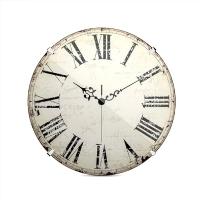 Afbeelding van Mebus Vintage wandklok met Romeinse cijfers, geen tikkend geluid door nauwkeurig kwartsuurwerk, koepelglazen deksel, 20 cm, klein, antiek