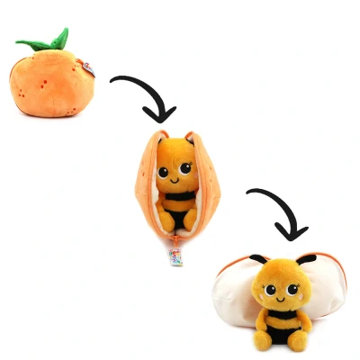 Afbeelding van Flipetz 2 in 1 Knuffel Buzzet de Bij / Mandarijn 18 x 5 cm Les Déglingos