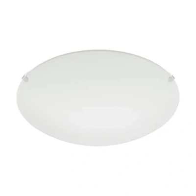 Image de EGLO Lampe de plafond MARS, 1 applique murale à flamme, plafonnier en acier, couleur : blanc, verre blanc satiné, douille E27