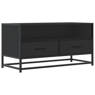 Image de vidaXL Meuble TV noir 80x34,5x40 cm bois d&#039;ingénierie et métal848819